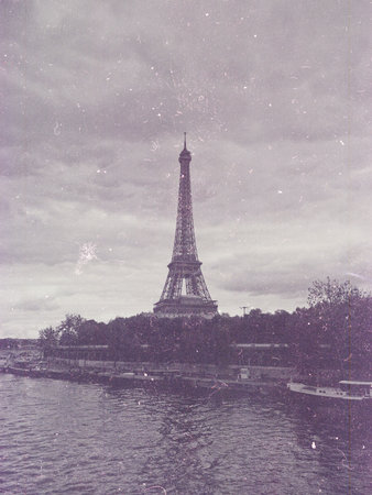 retro photo with paris, france