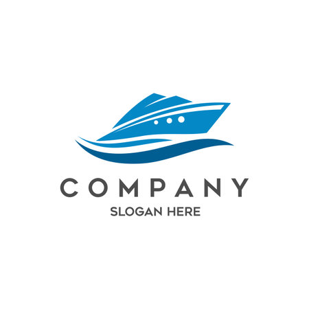 Boat travel, island, beach vector logoのイラスト素材