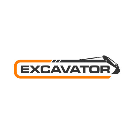 Excavator Vector Logo Template. constructionのイラスト素材