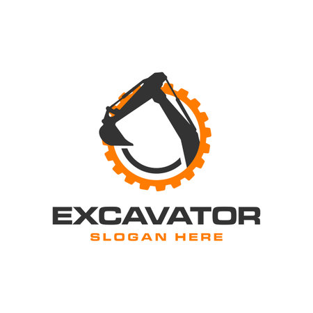 Excavator Vector Logo Template. constructionのイラスト素材
