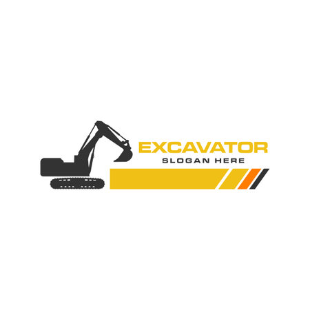 Excavator Vector Logo Template. constructionのイラスト素材