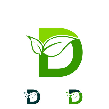 letter D logo concept, nature green leaf symbol, initials D icon designのイラスト素材