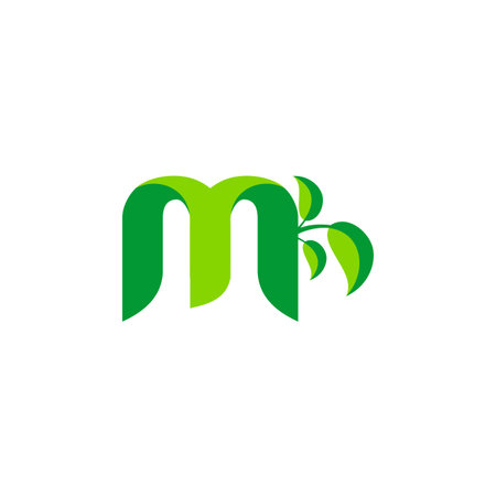 Nature green leaf symbol with initial M icon design.のイラスト素材