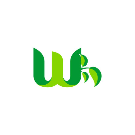 Nature green leaf symbol with initial W icon design.のイラスト素材