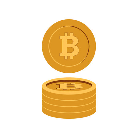 bitcoin and blockchain logo vector illustrationsのイラスト素材