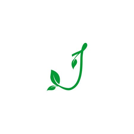 concept logo leaf letter I, natural green leaf symbol, initials  icon designのイラスト素材