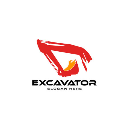 Red excavator vector logo template.のイラスト素材