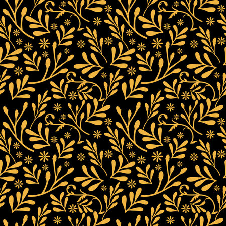 Yellow gold leaf pattern image illustrationのイラスト素材