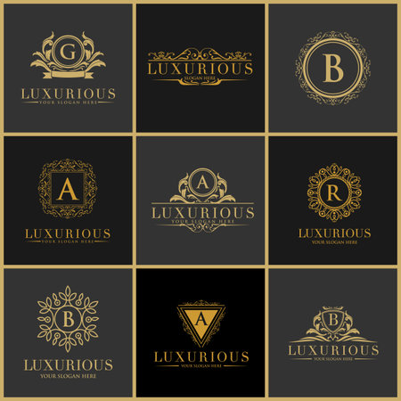 luxury brand set  logo template Vector illustration.のイラスト素材