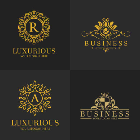 Luxury brand set icon in floral and ornamental designのイラスト素材