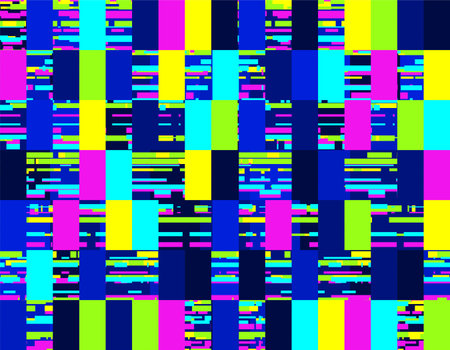 Vector seamless pattern with abstract shapes, rectangles and stripes. Background for screensavers and hipsters. A pattern for creating glitch videos. Template for design of trendy modern fabricsのイラスト素材