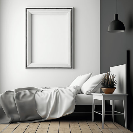 Empty picture frame mockup in  modern interior room, created with generative AIの素材