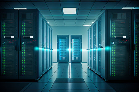 Data center and computer servers room, created with generative AIの素材