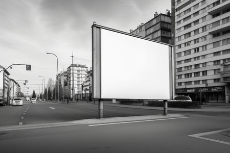 Empty billboard on the street with copy space, created with generative AIの素材