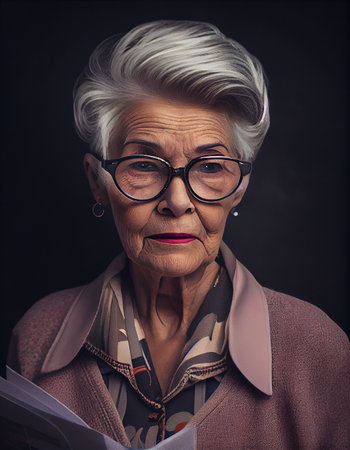 Portrait of senior woman, created with generative AIの素材