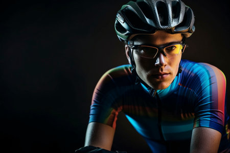 Cyclist dramatic studio portrait, created with generative AIの素材