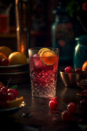 Bloody Mary cocktail in the bar, created with generative AIの素材