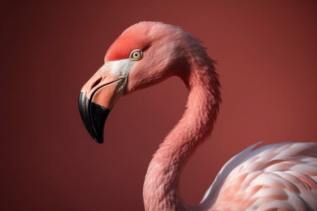 Pink flamingo closeup, created with generative AIの素材