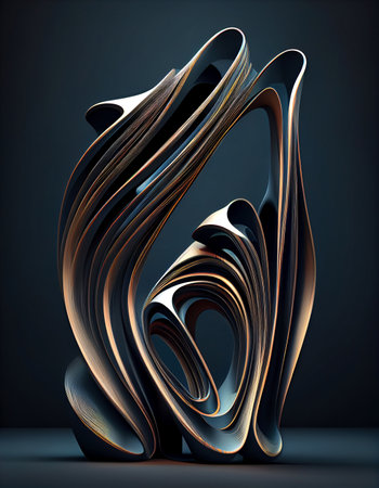 Abstract twisted lines shape, created with generative AIの素材