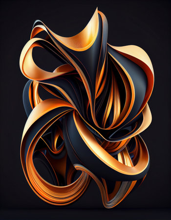 Abstract twisted lines shape, created with generative AIの素材
