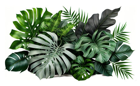 Tropical leaves foliage plant bush floral arrangement created with generative AIの素材