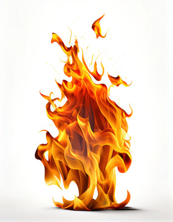 Realistic fire isolated on the white background, created with generative AIの素材