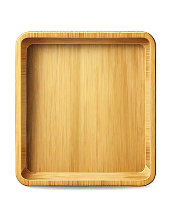 Empty bamboo tray on the white background, created with generative AIの素材