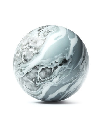 Marble stone ball isolated on the white background created with generative AIの素材