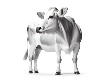 Cow on the white background, created with generative AIの素材