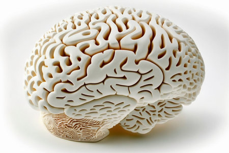 Human brain on the white background, created with generative AIの素材
