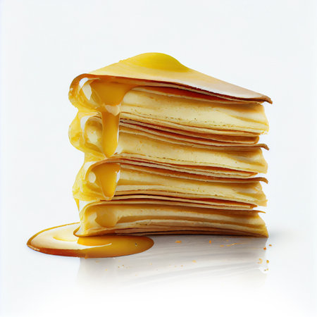 Stack of crepes isolated on the white background, created with generative AIの素材