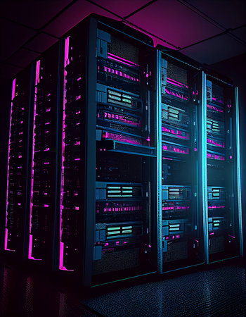 Data center full of racks, created with generative AIの素材