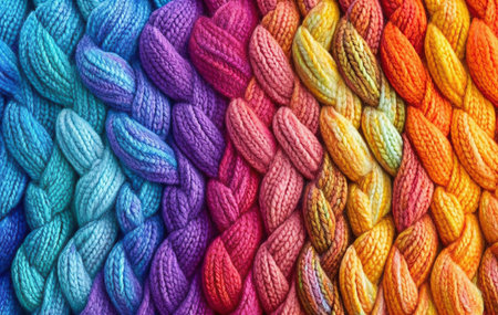 Colorful knitting texture backdrop, created with generative AIの素材