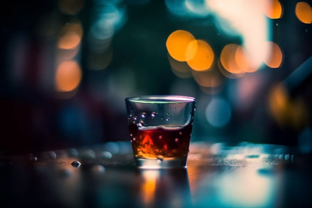 Drink in glass by the window, created with generative AIの素材