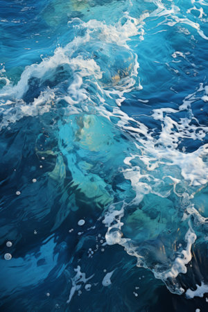 Beautiful blue sea waves, created with generative AIの素材