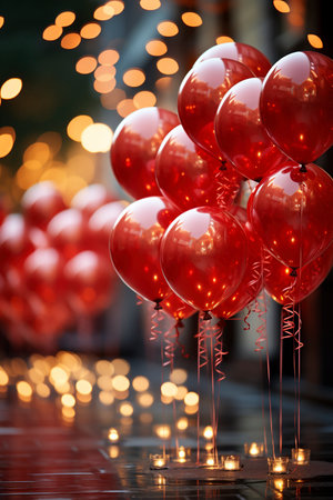 Group of red balloons, created with a generative AIの素材