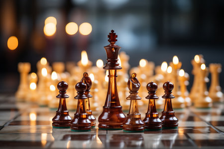 Chess pieces on the table, created with a generative AIの素材