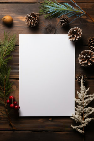 Blank white paper surrounded with a autumn plants, created with generative AIの素材