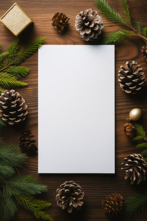 Blank white paper surrounded with a autumn plants, created with generative AIの素材