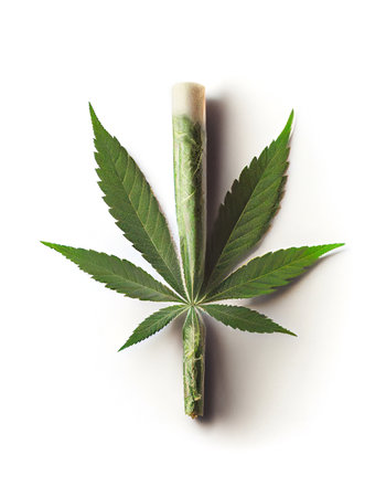 Cannabis joint isolated on the white background, created with generative AIの素材