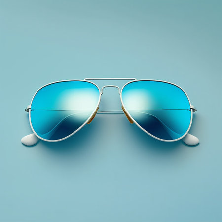 Sunglasses on the light blue background, created with generative AIの素材