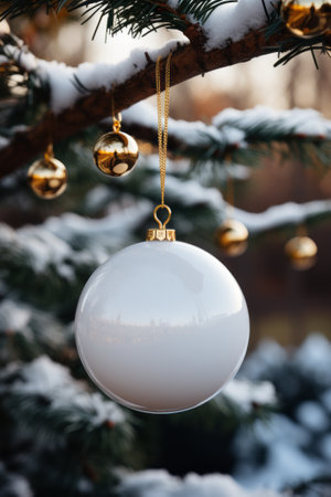 One blank white Christmas ball, created with a generative AIの素材