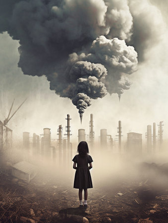 Air pollution concept, created with a generative AIの素材