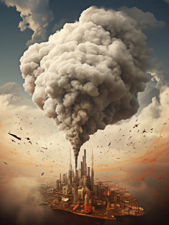 Air pollution concept, created with a generative AIの素材
