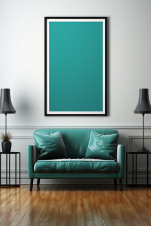 Empty poster frame on the wall, created with a generative AIの素材