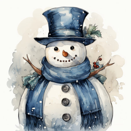 Hand drawn snowman illustration, created with a generative AIの素材