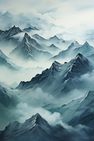 Snow mountains, created with a generative AIの素材
