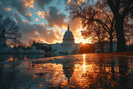 US Capitol building in Washington DC at Sunset  Created With a Generative AI Technologyの素材