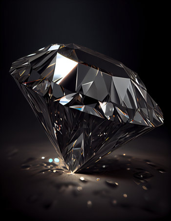 Diamond on a black background created with generative AI technologyの素材