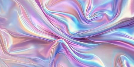 Soft, flowing fabric showcases an enchanting blend of pastel colors that shimmer and dance in the light, creating a dreamlike effect.の素材